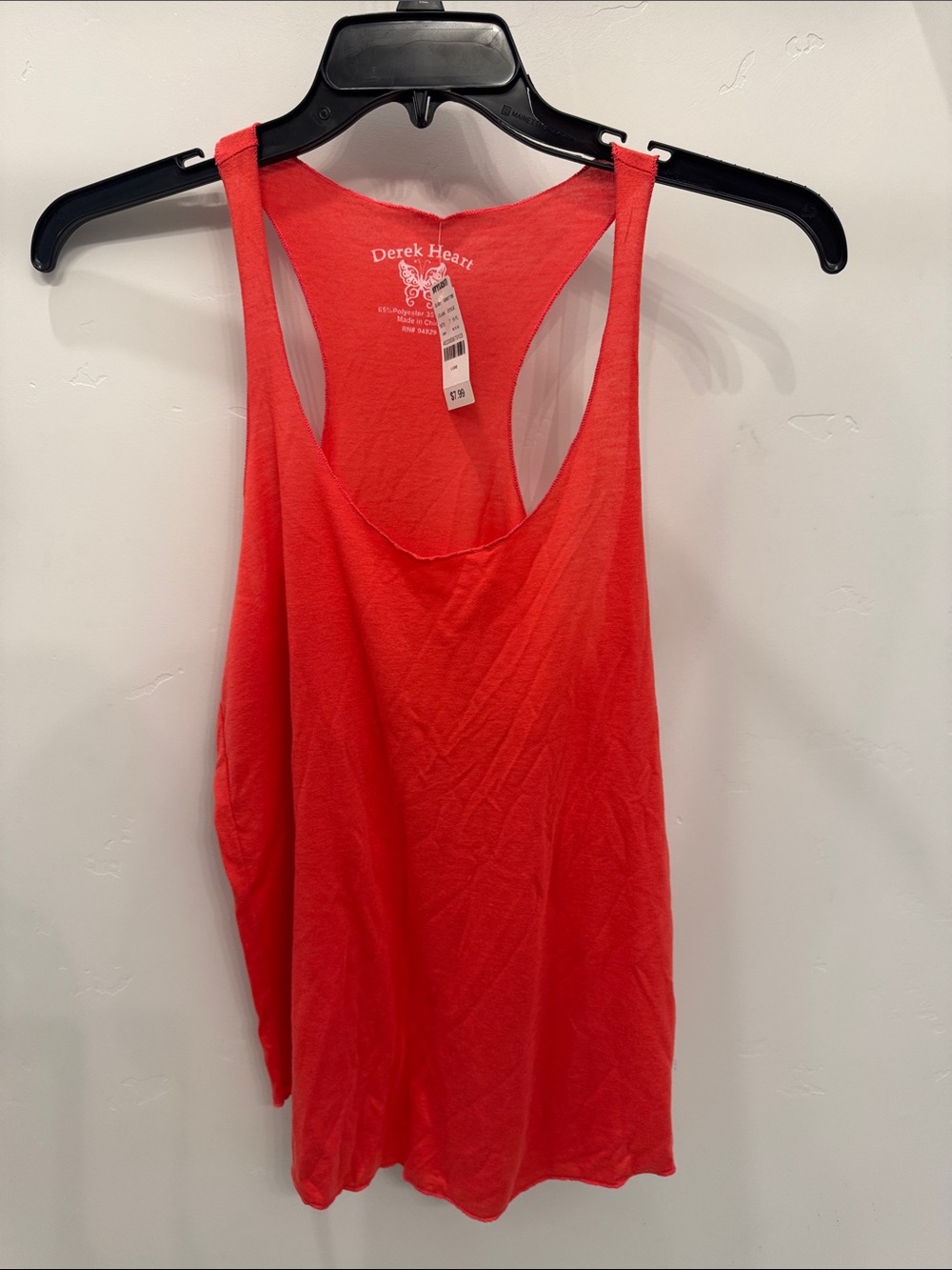 Derek Heart Coral-Red Racerback Tank